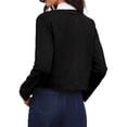 thumbnail image 3 of Abrigo de botón hacia abajo INSPIRE CHIC para mujeres, con mangas largas, cuello redondo, chaquetas vintage, negro, 3 of 6