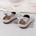 thumbnail image 6 of Girls Dress Shoes Mary Jane Flats | Decorative Bow, Princess Shoes, Cushioned Comfort, Non-Slip Sole, Toddler and Little Girls, Daily Wear Silver 30, 6 of 9