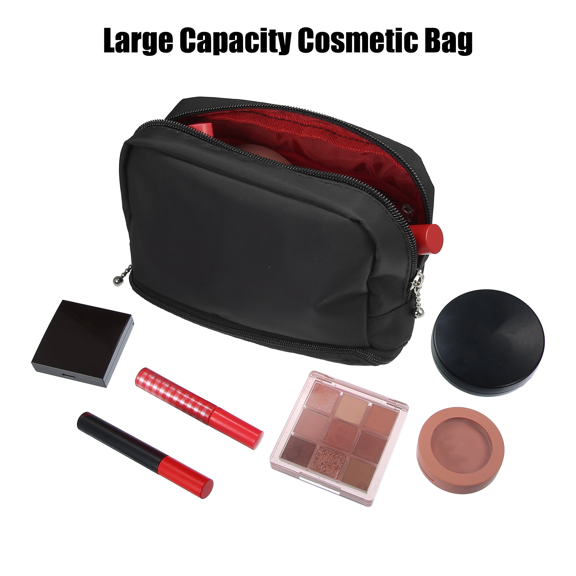Unique Bargains Floral Makeup Bag Zipper Flower Cosmetic Pouch Black