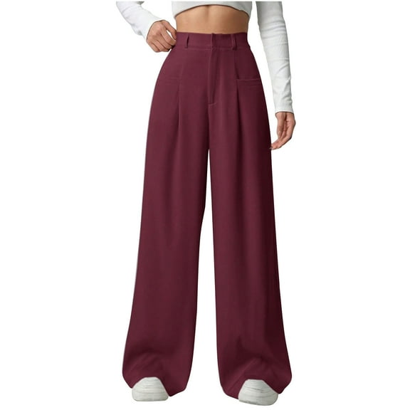 Work Pants Women Sevevn Women's High Waist Wide Leg Dress Pants Business Casual Office Trousers With Pockets