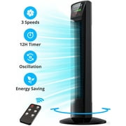 Tower Fan, TaoTronics 36" Bladeless Fan, 65 Oscillating Cooling Fan with Remote, LED Display 12H Timer Standing Floor Fan for Bedroom