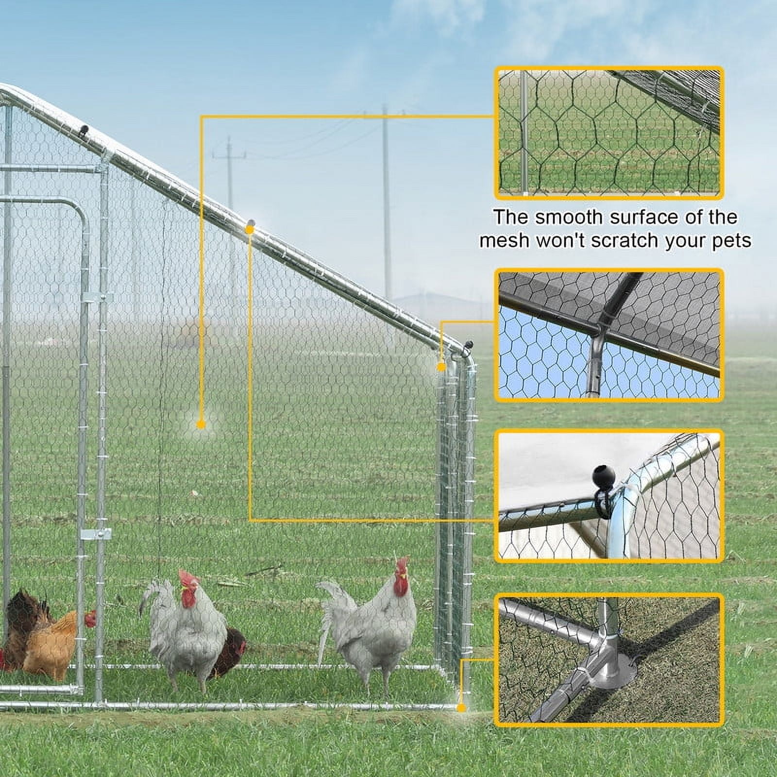 Walnest 10x6.56ft Large Metal Chicken Coop Walk-in Poultry Cage Chicken Run House Duck Rabbit Pen with Waterproof & Anti-UV Cover for Outdoor Yard Farm Use