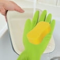 thumbnail image 4 of Homoyoyo Green Latex Kitchen Gloves for Dishwashing, Cleaning, Household Use, Non- , Reusable, Comfortable Fit, 4 of 6