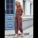 thumbnail image 5 of Conjunto de 2 Piezas de Cuadros para Mujer, para Vacaciones en la Playa, Verano, Camiseta Sin Mangas, Pantalones y Traje. Rojo Óxido XXL, 5 of 10