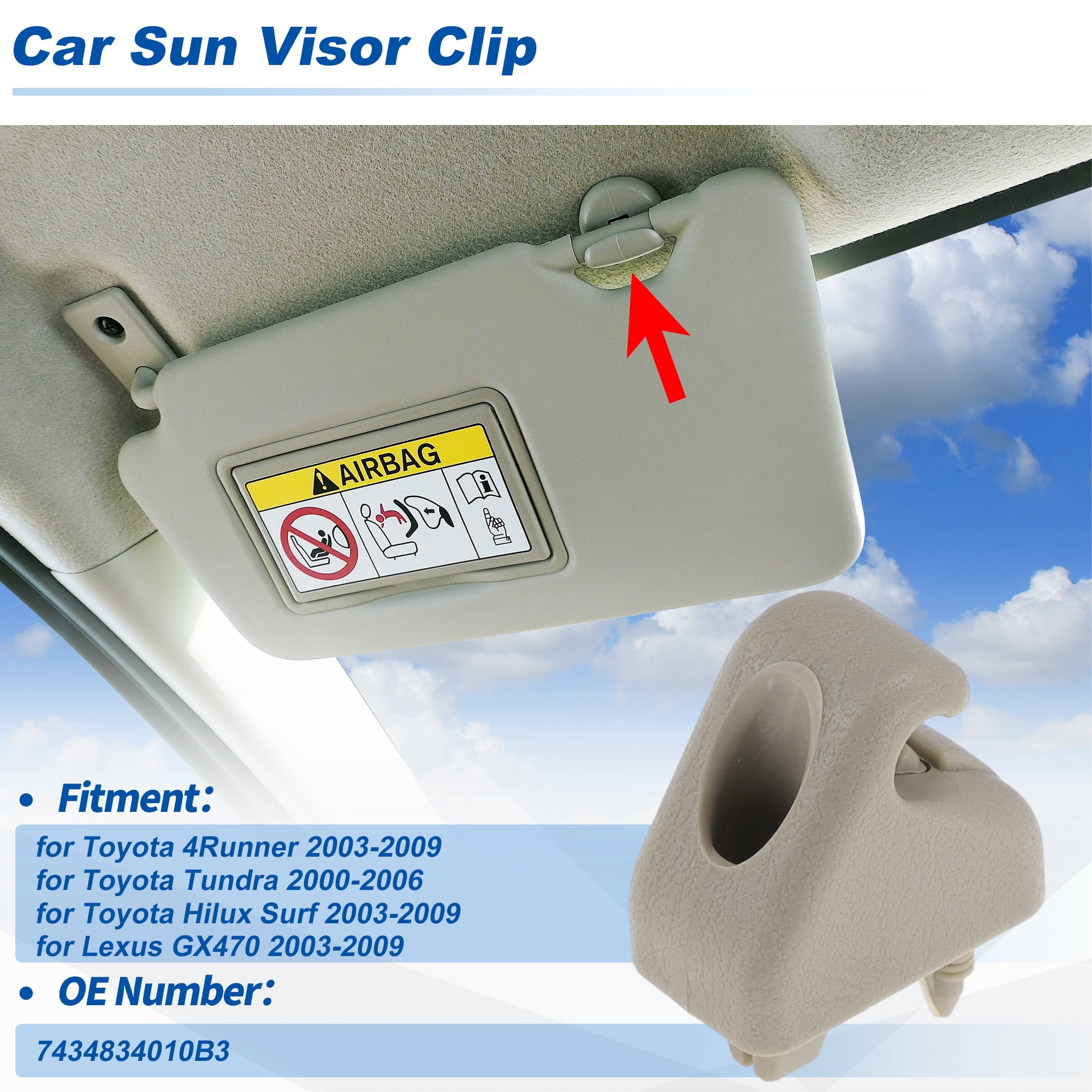 Unique Bargains 2Pcs Sun Visor Clip for Toyota 4Runner Tundra Hilux Surf Beige