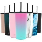 Simple Modern 20oz. Classic Tumbler with Straw Lid & Flip Lid - Travel Mug Gift Vacuum Insulated Coffee Beer Pint Cup - 18/8 Stainless Steel Water Bottle Ombre: Sorbet