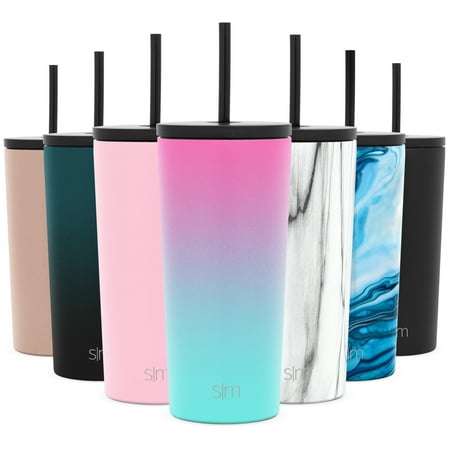 Simple Modern 20oz. Classic Tumbler with Straw Lid & Flip Lid - Travel Mug Gift Vacuum Insulated Coffee Beer Pint Cup - 18/8 Stainless Steel Water Bottle Ombre: Sorbet