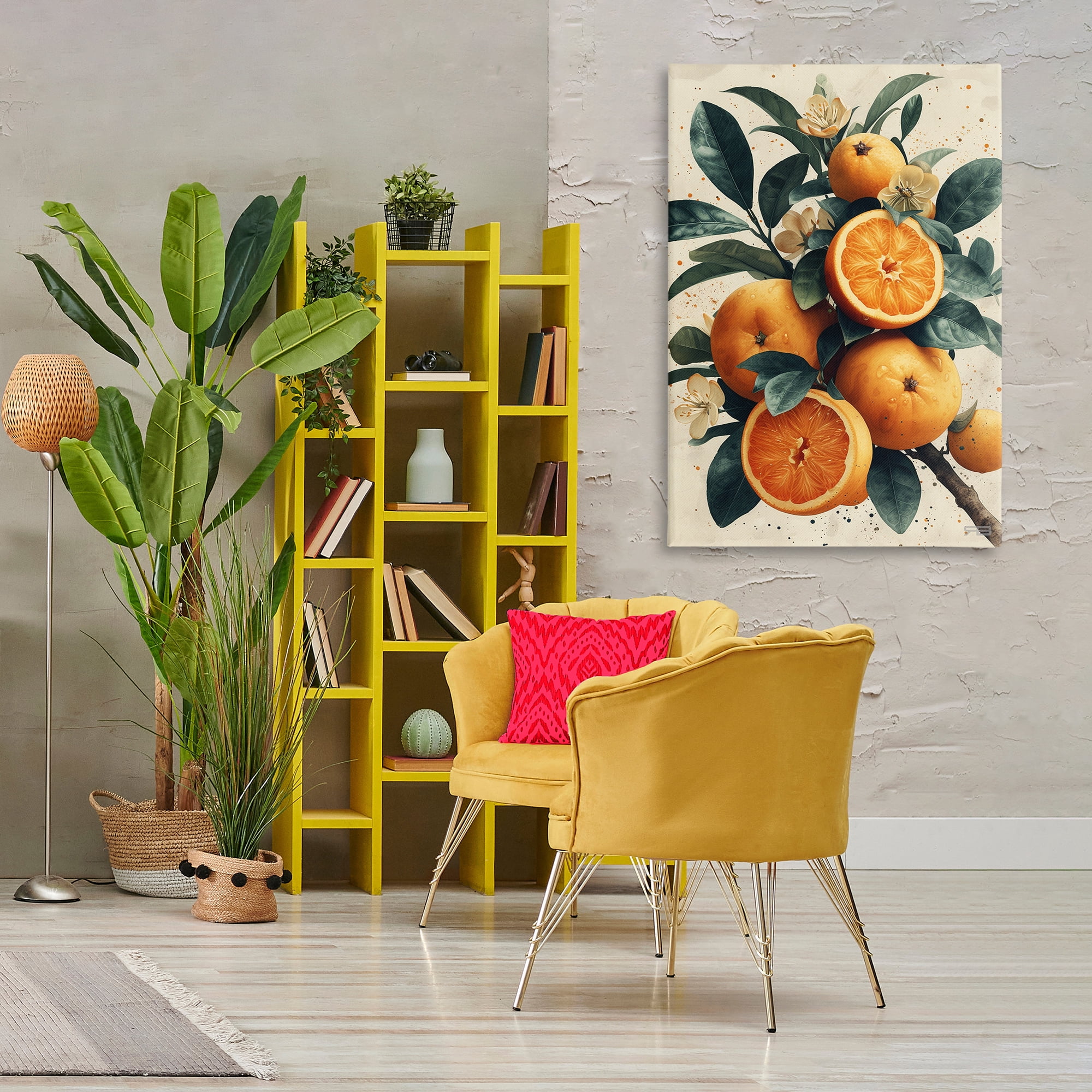 Stupell Industries Vibrant Citrus Branch Food & Beverage Painting Wrapped Canvas Art Print Wall Art, 30 x 45
