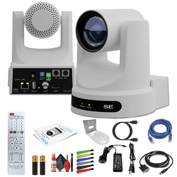 PTZOptics Move SE SDI/HDMI/USB/IP PTZ Camera with 30x Optical Zoom (White)   Universal Wall Mount (White)   More