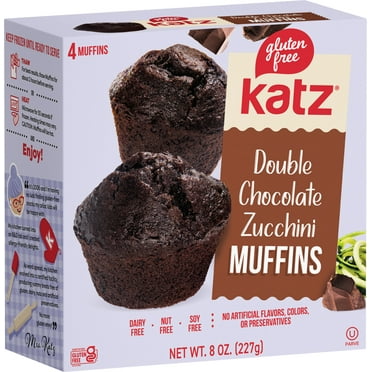 Katz Gluten Free Double Chocolate Zucchini Muffins |Gluten Free, Dairy Free, Nut Free, Soy Free, Kosher | (6 Pack, 8.0 Ounce Each)