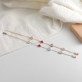 thumbnail image 2 of Pulsera de plata de ley de lujo, diseño simple, corazón pequeño rojo con joyas de diamantes, 2 piezas, plata, oro rosa, 2 of 5
