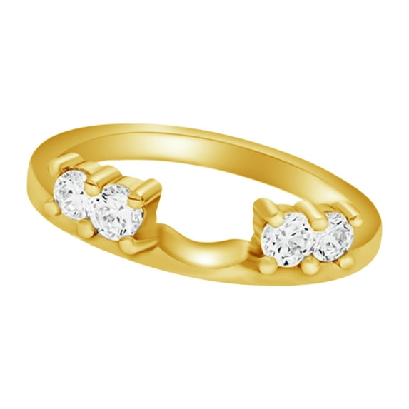 White Natural Diamond Solitaire Enhancer Guard Wrap Wedding Ring in 14k Yellow Gold Over Sterling Silver (1 Cttw)