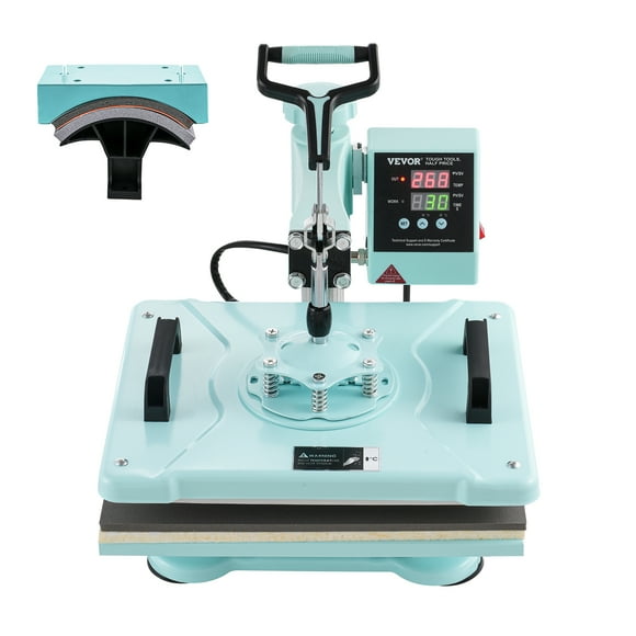 VEVOR Heat Press Machine, 12 x 15 inch, 2 in 1 Heat Transfer Machine with Hat Press, 360° Swing Away T-Shirt Pressing Machine, Digital Precise Control, Fast Even Heating for T-Shirts/Hats/Caps, Green