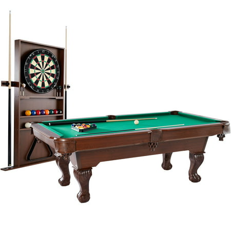 Barrington 90 Inch Ball and Claw Leg Billiard Pool Table with Bonus Cue Rack and Dartboard