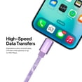 thumbnail image 3 of Powertek Marble 6ft USB-C to USB-C Cable, Purple, 60W Fast Charging, Silicone Marble Design, Smooth Data Transfer, 3 of 5