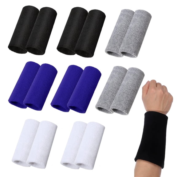 8 Pair 6 Inch Wrist Sweatband Sports Wristbands,Absorbent & Breathable Fitness Wrist Support for Gym Running Basketball Tennis,Men Women