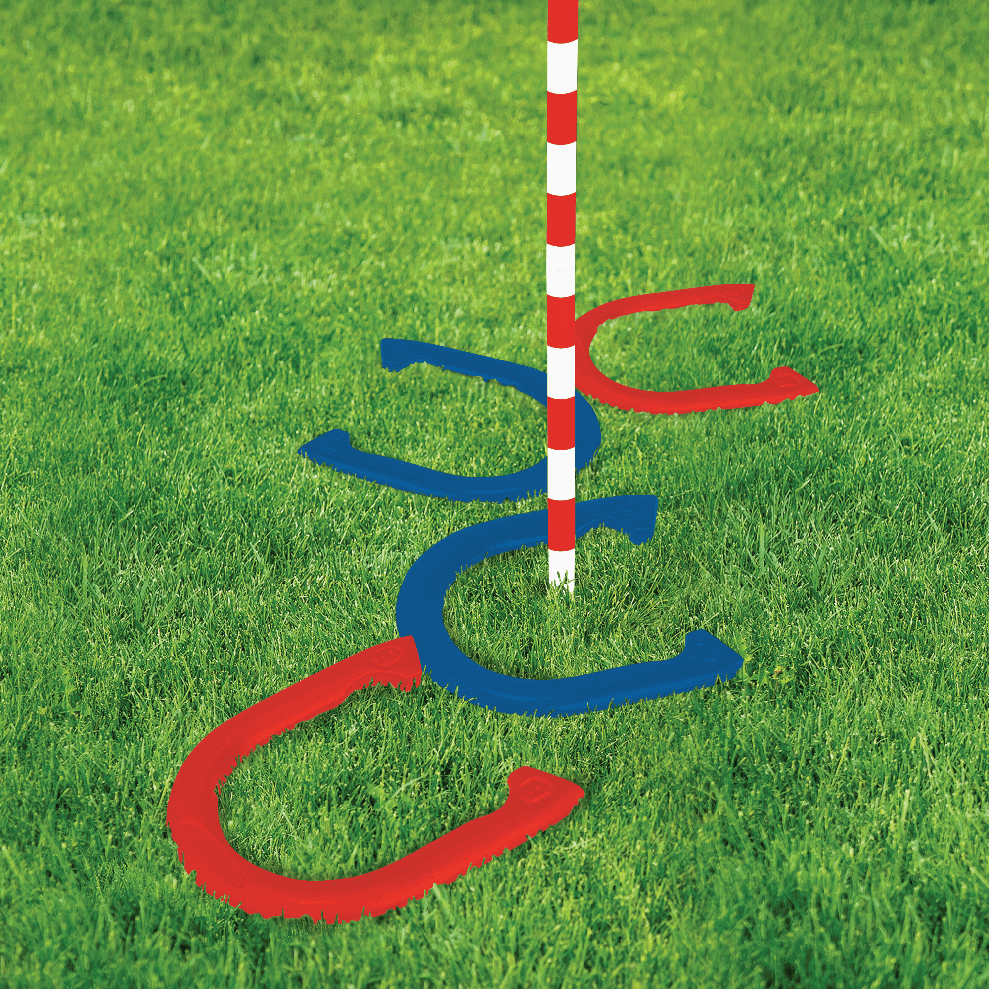 Solid Iron Horseshoes USA Edition, Outdoor Tossing Game, 6 Piece Count, for All Ages, by MinnARK