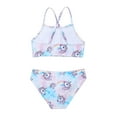 thumbnail image 4 of YEAHDOR Kids Little Toddler Girls Cartoon Print 2Pcs Swimsuit Swimming Tops with Bikini Triangle Set, 4 of 7
