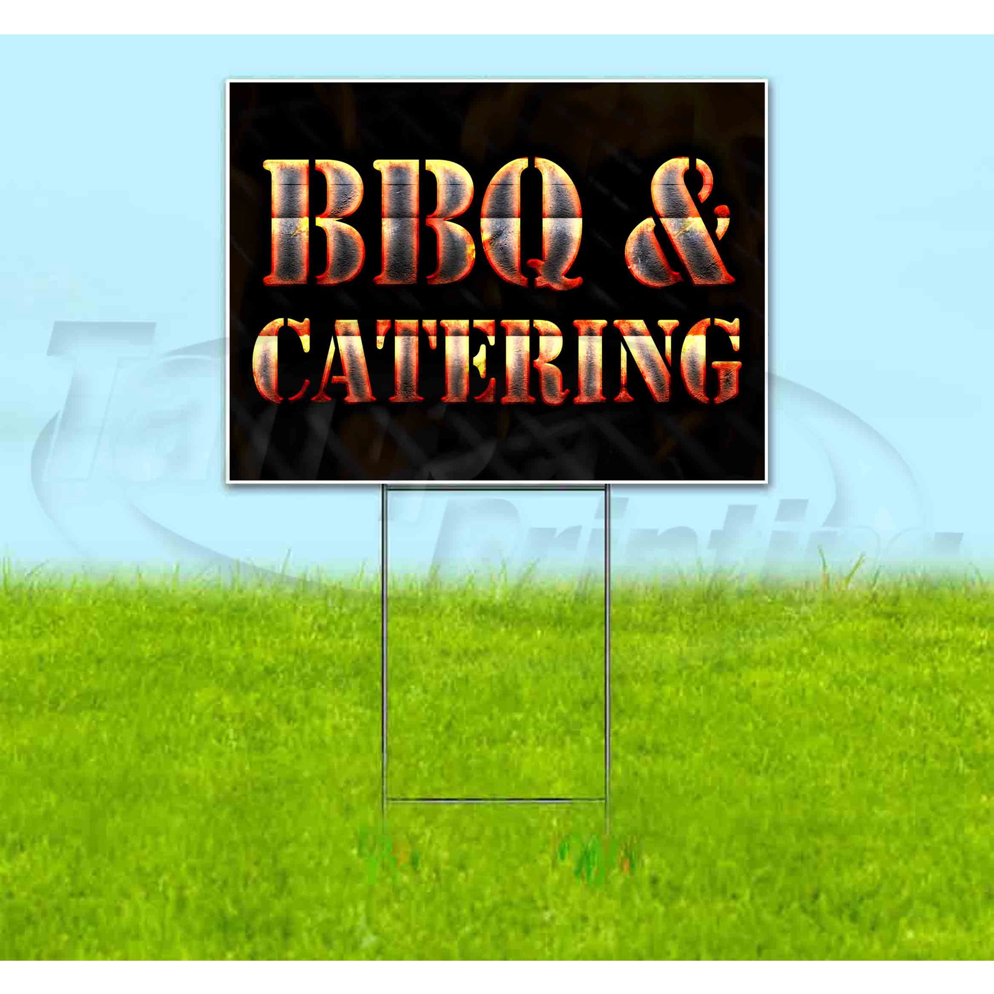 Bbq Catering (18 x 24 ) Yard Sign Includes Metal Step Stake