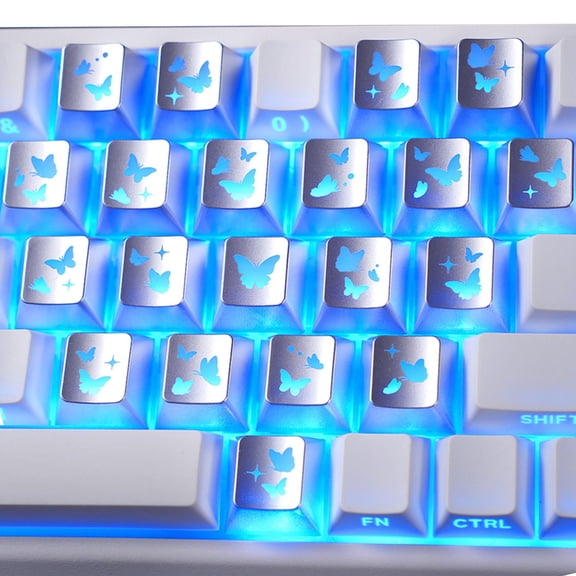 Butterfly Love Themed 21 Transparents PC Keycaps Original Height for Unique Aesthetics and Keyboard