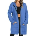 thumbnail image 2 of cfhntfmh Oversized Sweatshirt for Women Long Sleeve Zip up Drawstring Hoodies Soft Solid Color Winter Jackets with Pockets, 2 of 7