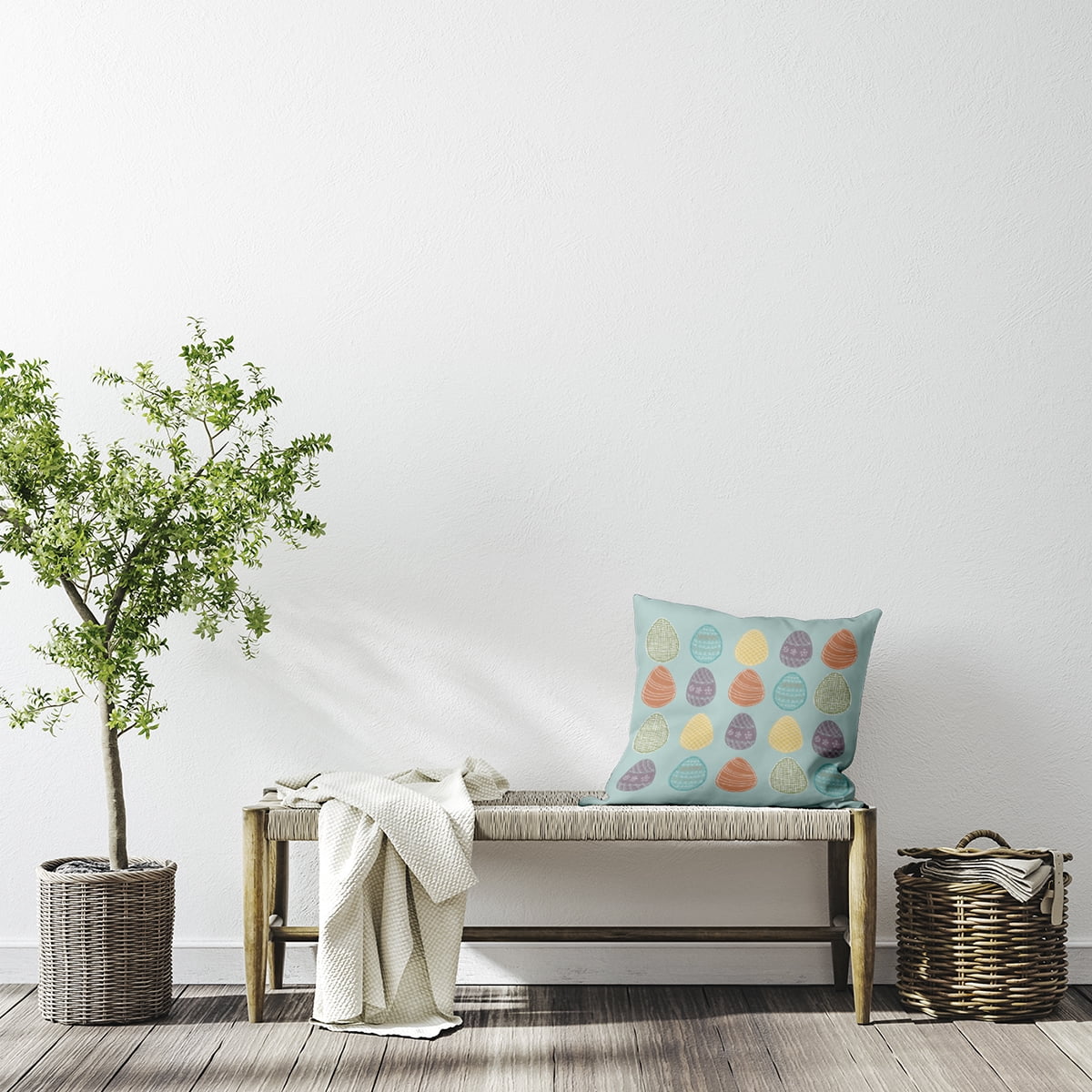 Simply Daisy 16" x 16" Eggs-ellent! Easter Geometric Print Pillow