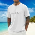 thumbnail image 2 of Crew Neck T Shirts for Men Short Sleeve Big and Tall Cropped Short Sleeve Tshirts Casual Stylish Printing Boat Neck Summer Beach Basic Streetwear, 2 of 5
