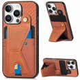 thumbnail image 1 of For iPhone 16 Pro Case K-Shaped Kickstand Leather+PC+TPU Phone Cover - Black, 1 of 5
