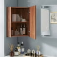thumbnail image 3 of Auranook 23.5" Corner Medicine Cabinet with Mirror, Wall Mounted Bathroom Cabinet w/ Left or Right Open Mirror Door, Adjustable Shelf, Clear Reflection, 3 of 10