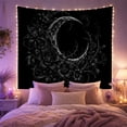 thumbnail image 2 of Crescent Moon Among Black Floral Vines, Moody Gothic Style for Gothic Decor Fans, Dark Floral Wall Decor, Halloween Gift, Tapestry Wall Hanging for Bedroom and Dorm, 2 of 7