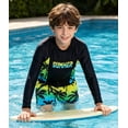 thumbnail image 2 of Aideaone 2 Piece Boy's Swimsuit Set Long Sleeve Kids Rash Guard Bathing Suit Swimswear with Swim Trunks for 8-12Y, 2 of 5