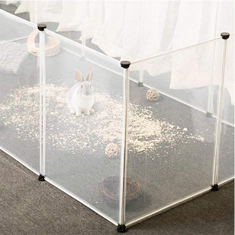 GoXteam Pet Playpen, Portable Large Plastic Yard Fence Small Animals, Puppy Kennel Crate Fence Tent, 14 X 14 Inch, White, 12 Panels