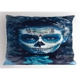 thumbnail image 1 of Sugar Skull Pillow Sham Santa Muerte Concept Winter Season Ice Cold Snowflakes Frozen Dead Folkloric, Decorative Standard King Size Printed Pillowcase, 36 X 20 Inches, Multicolor, by Ambesonne, 1 of 2
