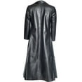 thumbnail image 3 of MaFYtyTPR Men's Trench Coat Fashion Solid Color Gothic Long Button Leather Coat Faux Leather Jackets Black L, 3 of 4
