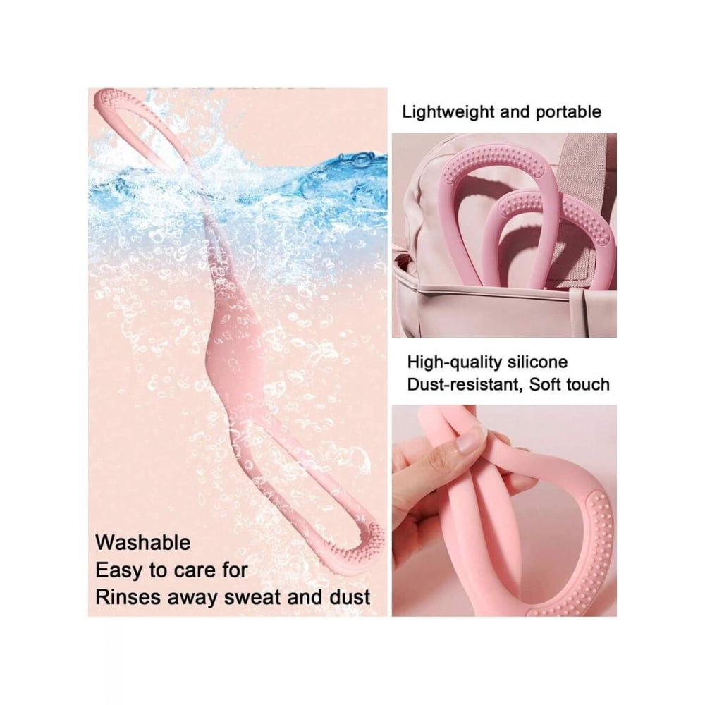 Pink Figure 8 Resistance Band With Textured Handles For Yoga And Strength Training