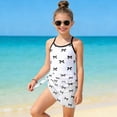 thumbnail image 2 of TOWED22 Toddler Baby Girl One Piece Swimsuit Print Fly Sleeve Ruffle Trim Bathing Suit Summer Rash Guard Beachwear White,7-8 Y, 2 of 7