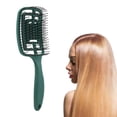 thumbnail image 3 of Square Detangling Detangler Curved Vented Hair Brush Comb for Men and Women Kids Gentle Detangle Long Types - Rubber brush head, 3 of 9