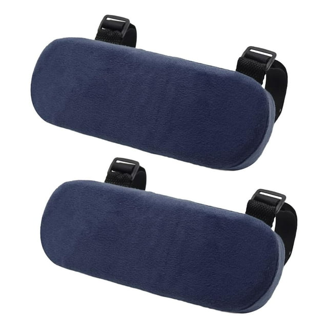 2 almohadillas para reposabrazos de silla, universales, lavables, de poliéster, suaves. Azul