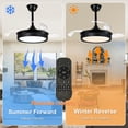 thumbnail image 3 of Cusp Barn 36" Modern Black Retractable Ceiling Fan with Lights and Remote, 6 Speeds Fandelier Ceiling Fan for Bedroom, 3 of 12