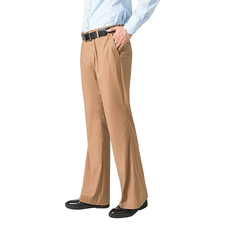 HAORUN Men Bell Bottom Pants Regular Fit 60s 70s Vintage Flared Formal  Dress Trousers