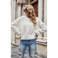 thumbnail image 2 of Womens Sweaters Pullover Oversized Deep V Neck Off Shoulder Tops Long Sleeves Loose Knit Sweater, 2 of 6