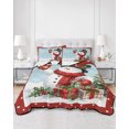 thumbnail image 2 of Full Size Quilt Bedding Set, Teal Christmas Reversible Summer Quilt 3 Pieces, Xmas Tree Snowman Snowflake Berry Gifts Red Lightweight Bedspreads Coverlets with 2 Pillow Shams for All Seasons, 2 of 5