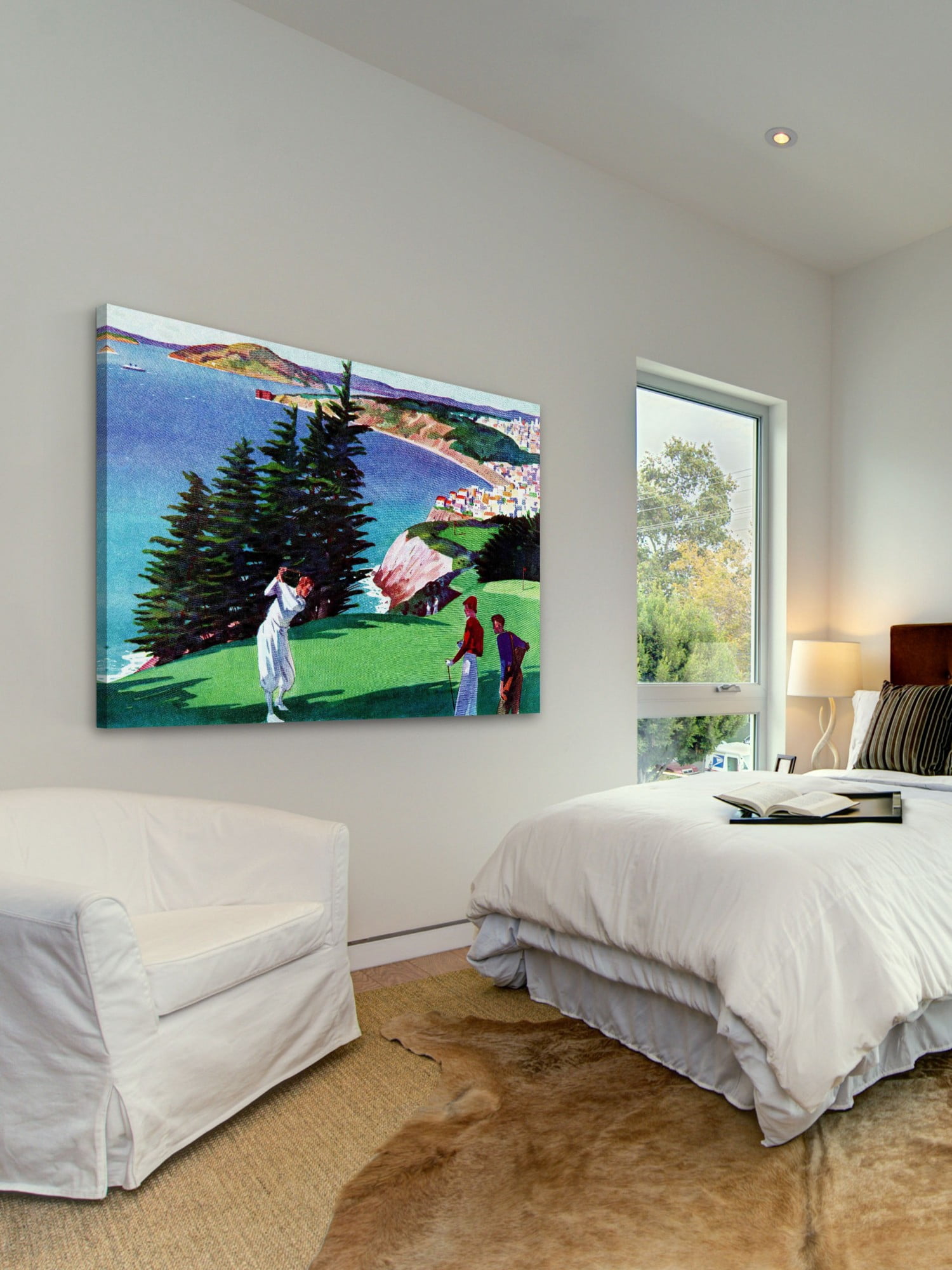 Marmont Hill Inc Marmont Hill - "Golfing in San Francisco" by Artist Unkown Painting Print on Canvas - Multi-color