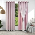 thumbnail image 2 of CJC Pink Blackout Curtains with Sheer Voile Overlay, Grommet Top Thermal Insulated Curtains, 2 Panels, 52"x84", 2 of 9