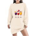 thumbnail image 1 of Pisexur Robes de Noël pour Femmes, Robe Chandail en Molleton à Col Rond Imprimé Verres de Vin Tendance, Robe de Fête Décontractée à Manches Longues, Robe de Vacances de Noël Mini Robe, 1 of 4