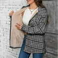thumbnail image 5 of QQAMB Fleece Lined Plaid Jacket Women Lightweight Casual Jacket Plaid Shacket Jackets Zipper Fleece Hooded Jackets Warm Coat Black M, 5 of 6