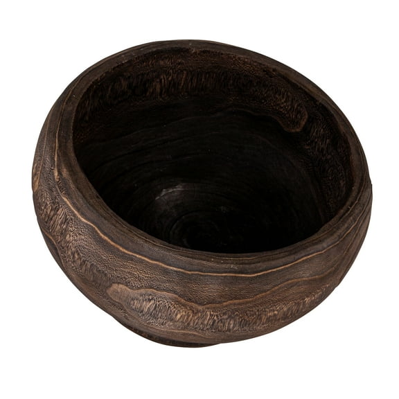 Bloomingville Round Paulownia Wood Planter, Stained Finish