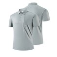 thumbnail image 4 of Mens Casual Camisas de Verano de Moda Correr Deportes Superior Color Sólido Manga Corta Solapa, Top Transpirable para el Gimnasio, 4 of 9