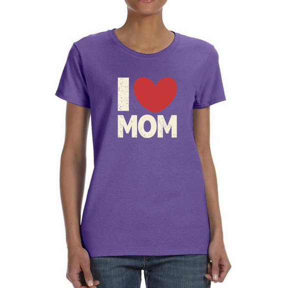 I Heart Mom Chalk Text Shaped T-Shirt Women -Image by Shutterstock, Female 3X-Large