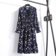 thumbnail image 1 of 2022 Women Blue StripedLong Sleeve neck Basic Dresses Button Split Pleated DressS Gao Jinjia LED, 1 of 2
